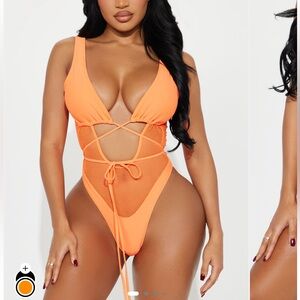 Orange Cutout One Piece Swimsuit